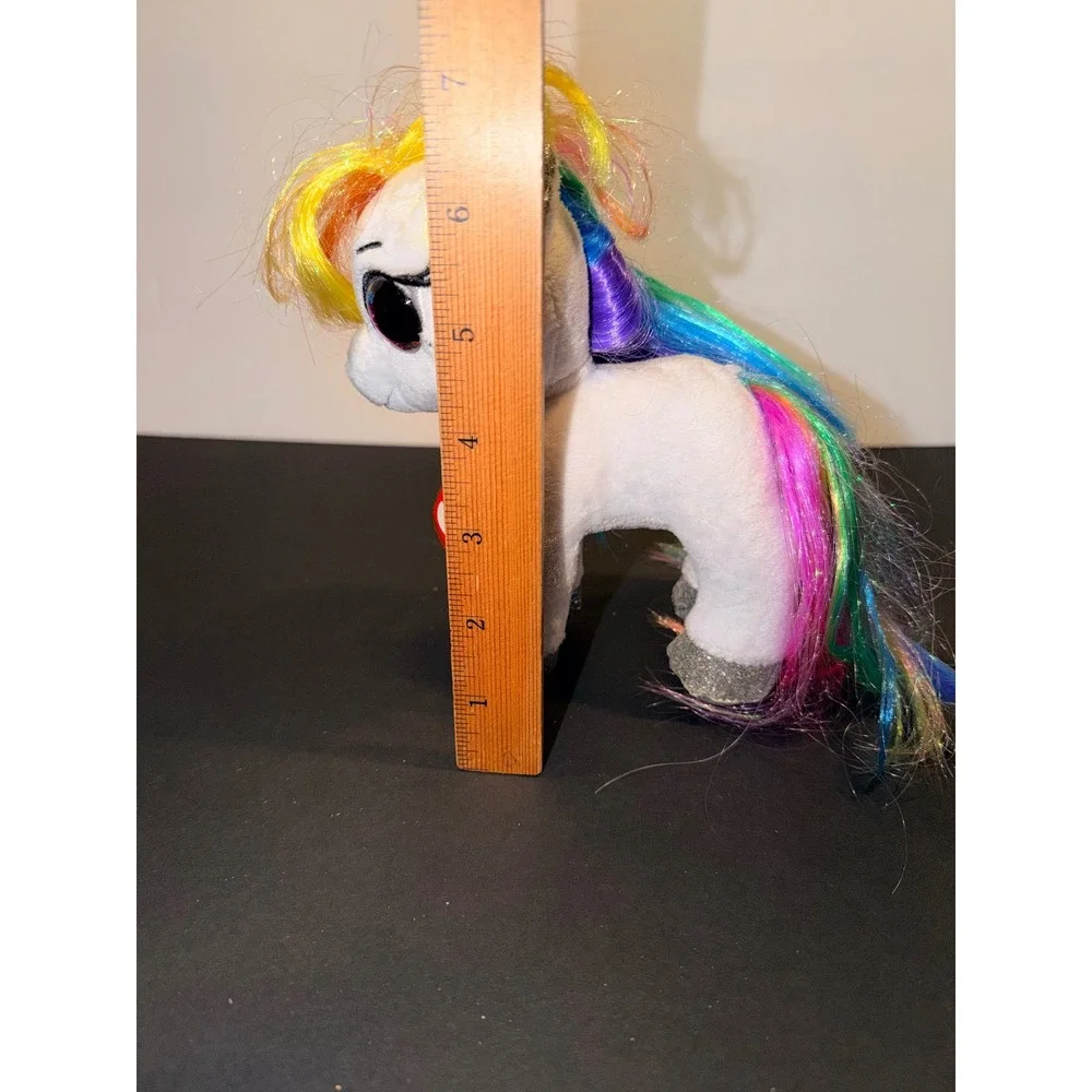 Ty Beanie Boos Starr Unicorn White Rainbow Hair Glitter Eyes Plush 6